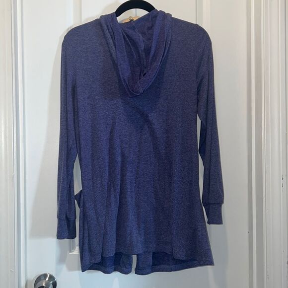 NWOT Miusey Small Purple Zip Up Hoodie Extra Long with Long Sleeves pockets thin - Picture 7 of 8